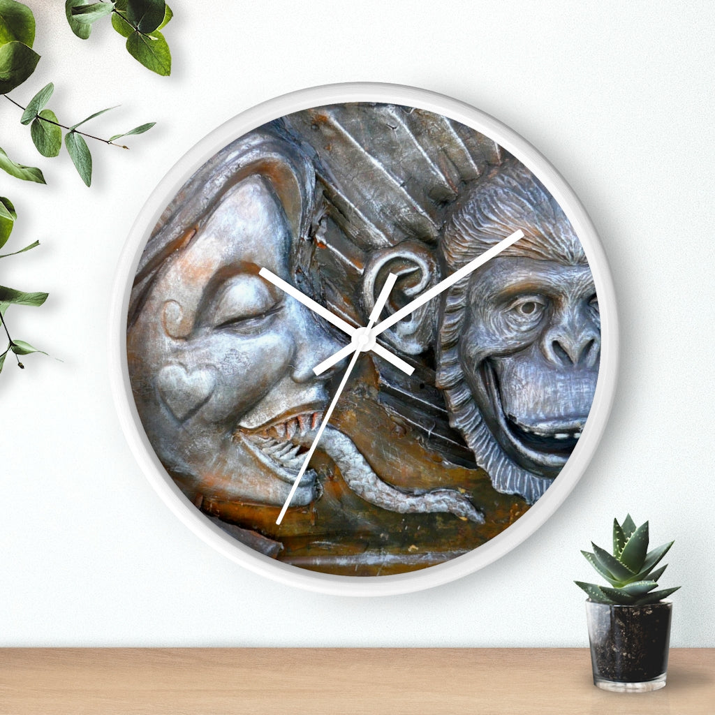 "Snakily Speaking" - 10" Wooden Frame Wall Clock - Fry1Productions