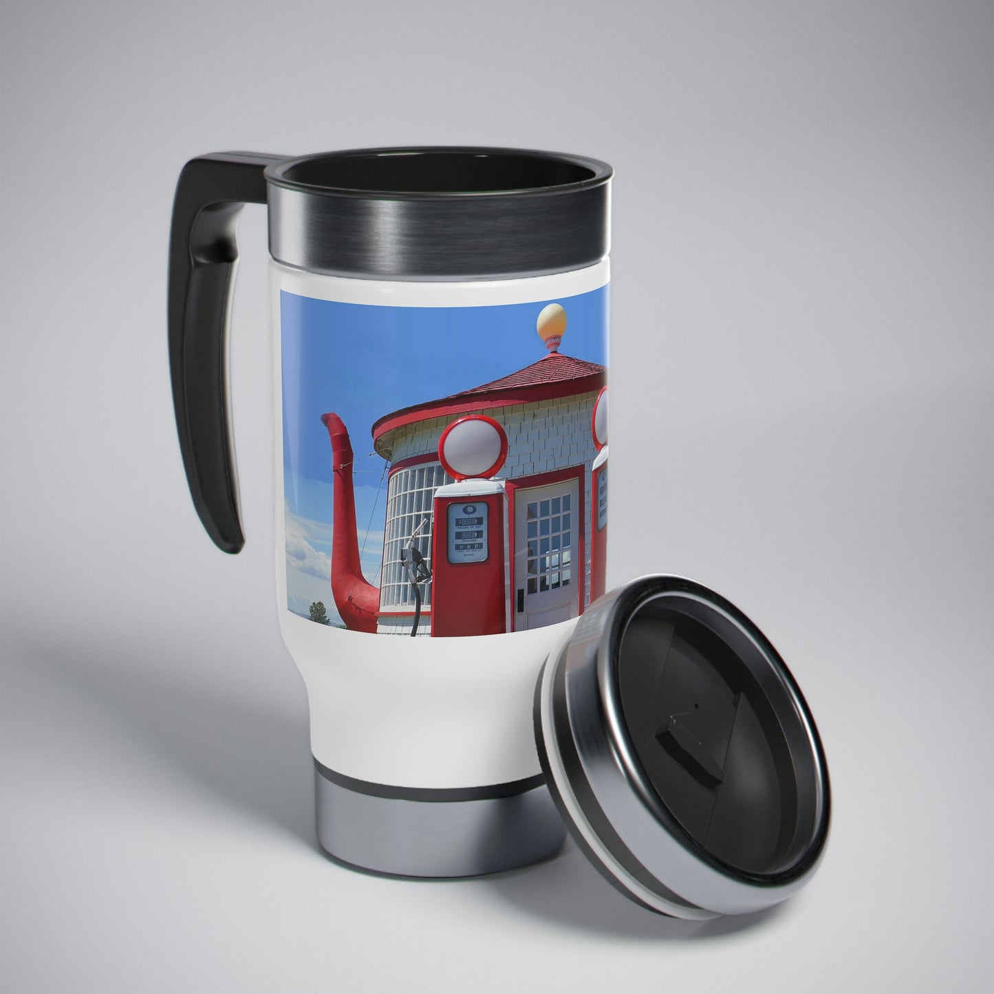 Awesome Teapot Dome Service Station - Stainless Steel Travel Mug with Handle, 14oz - Fry1Productions