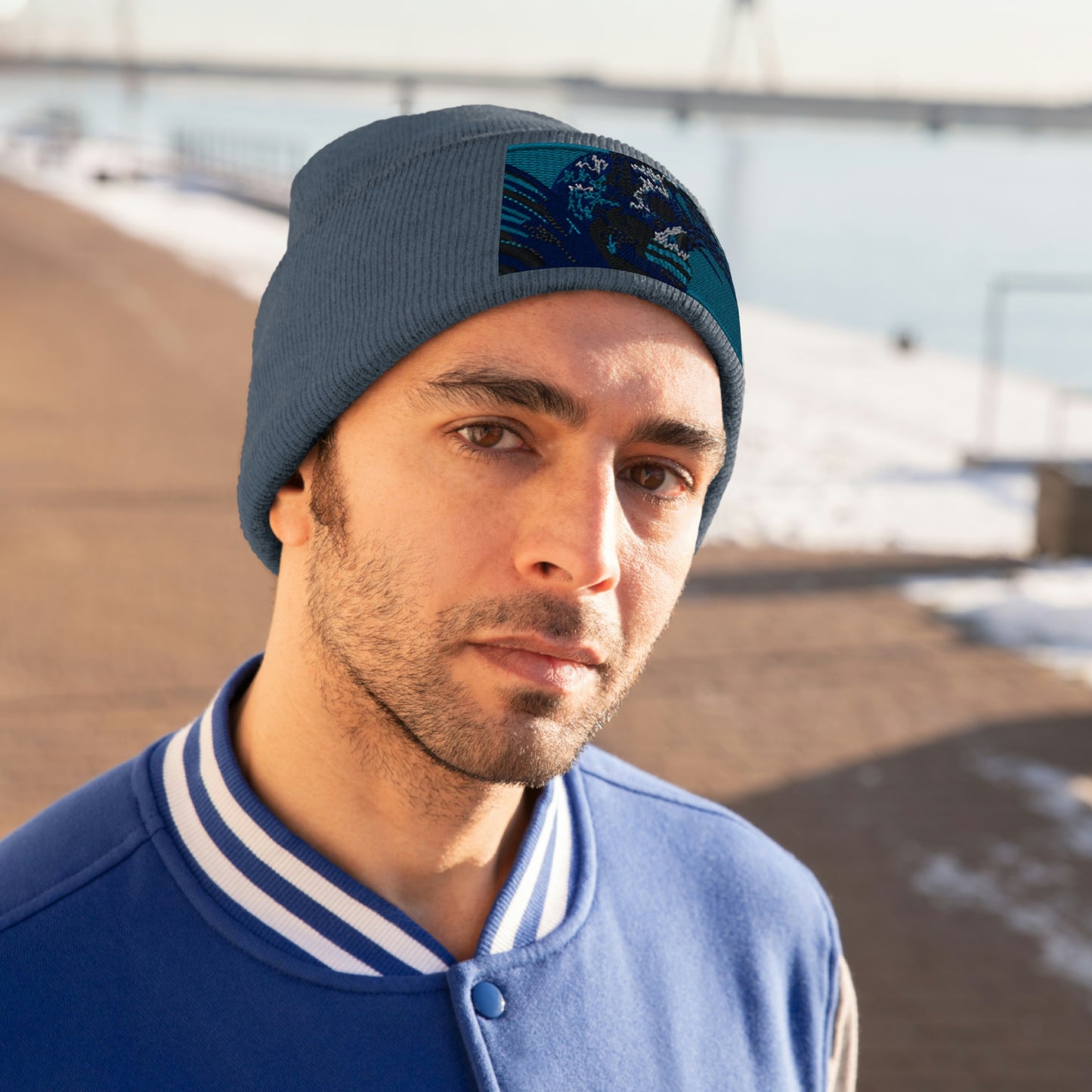 Skull Warrior (color) - Unisex Knit Beanie - Fry1Productions