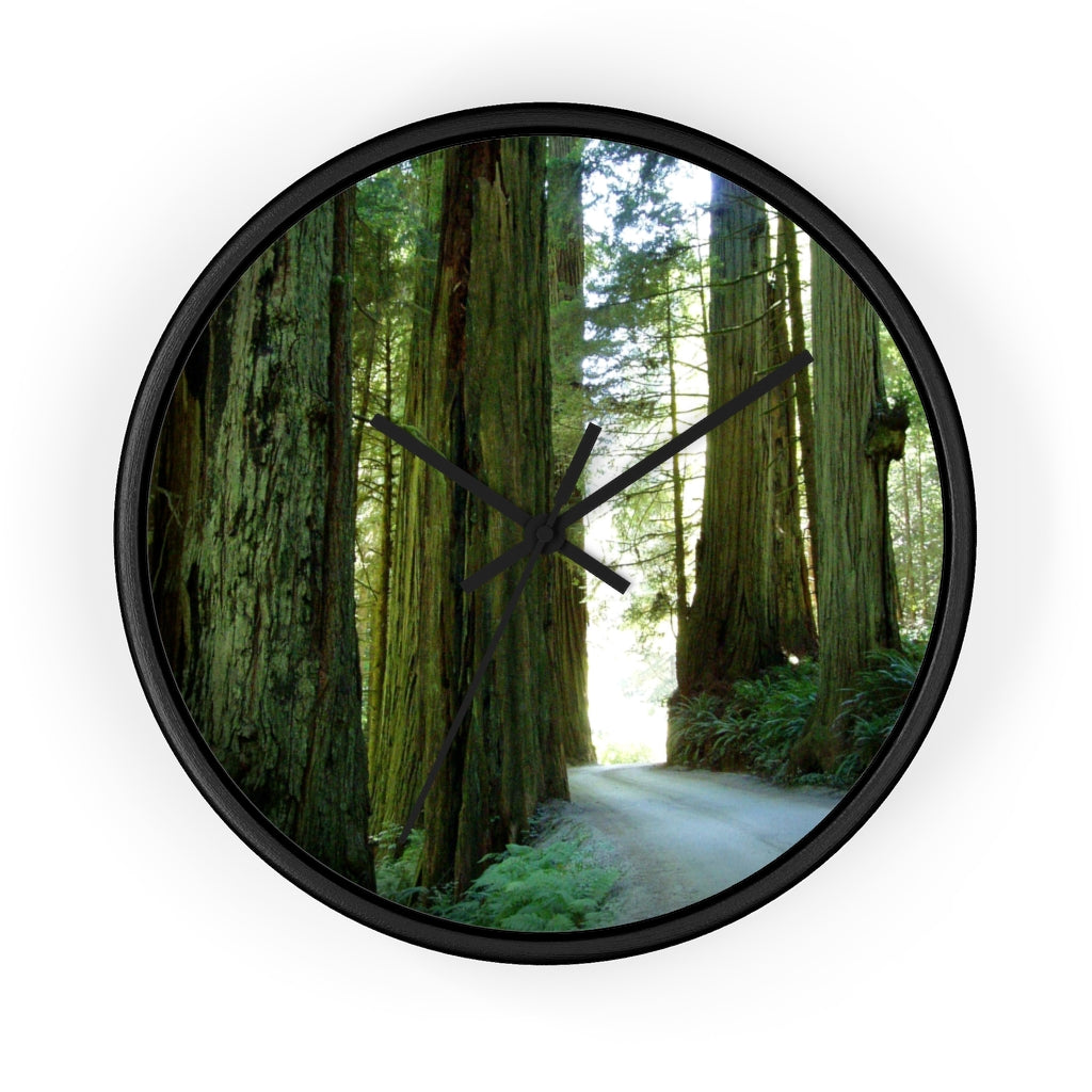 "Wandering Ferns and Giants" - 10" Wooden Frame Wall Clock - Fry1Productions