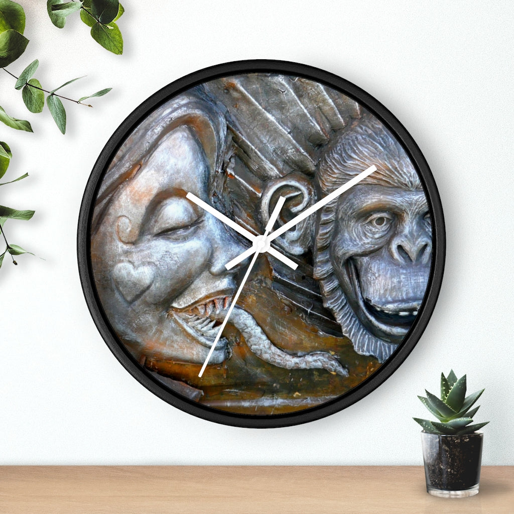 "Snakily Speaking" - 10" Wooden Frame Wall Clock - Fry1Productions