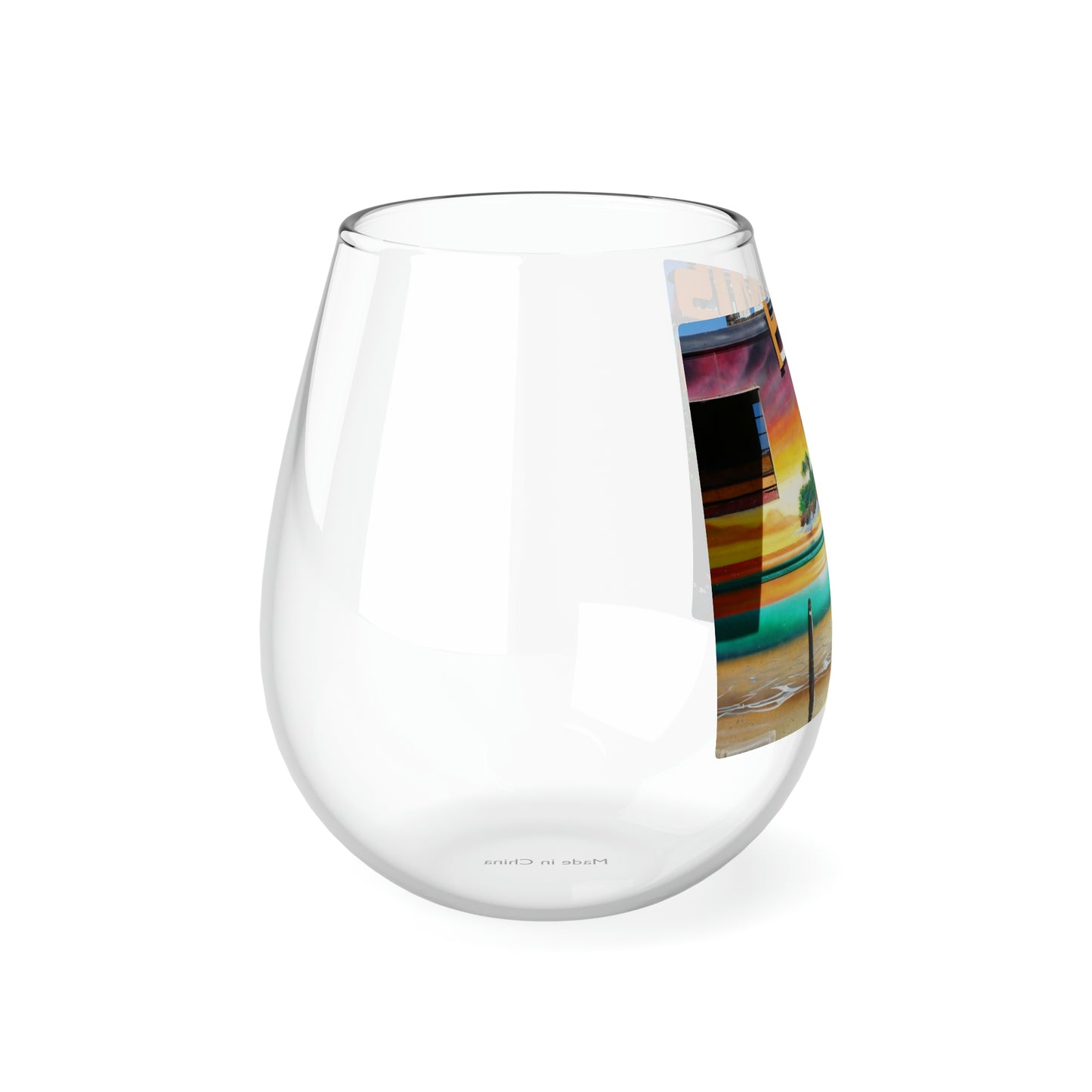 Island Love - Stemless Wine Glass, 11.75 oz - Fry1Productions