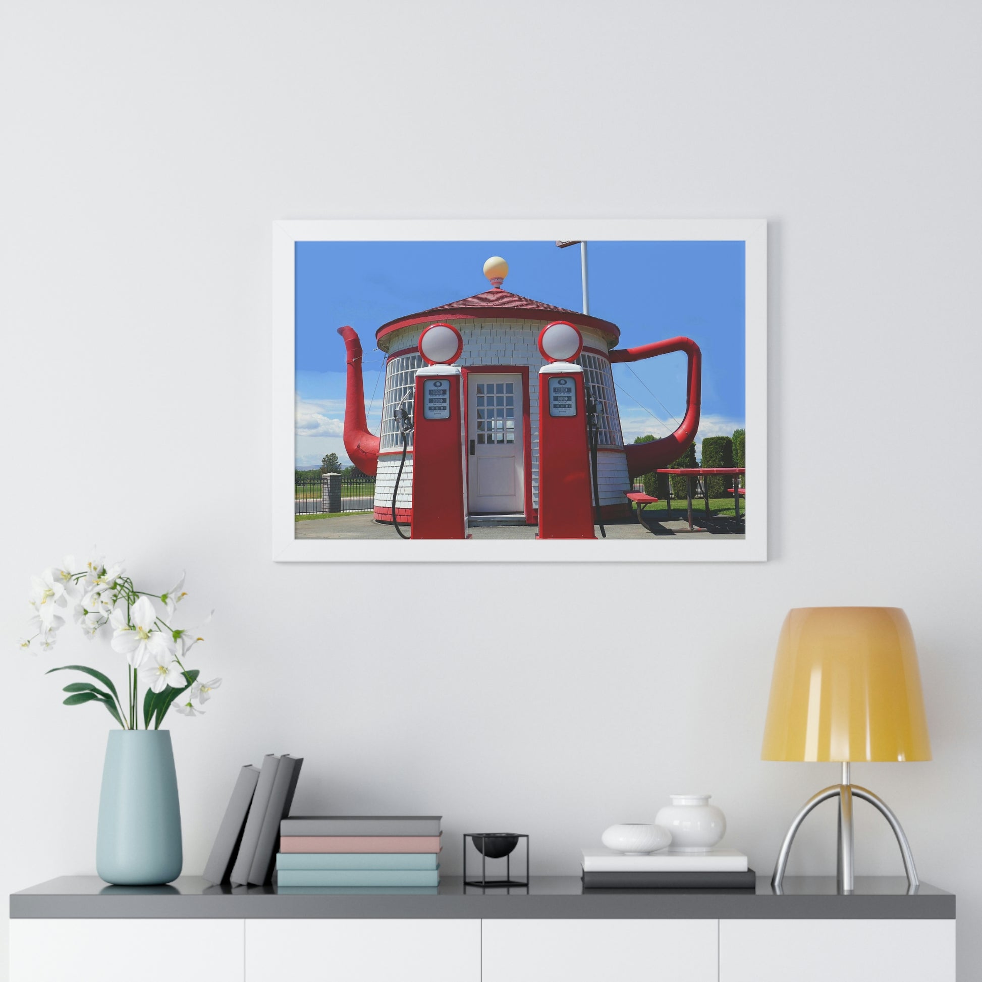 Awesome Teapot Dome Service Station - Framed Horizontal Poster - Fry1Productions