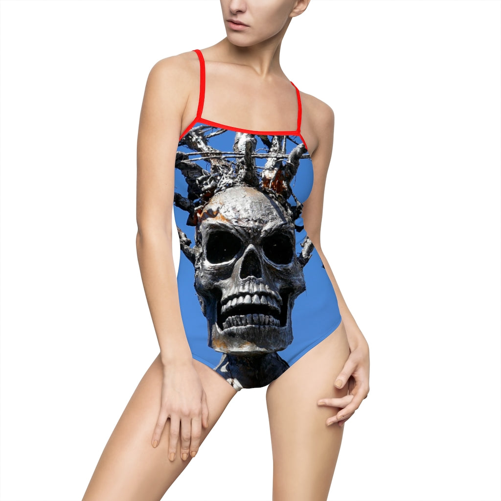 "Skull Warrior Stare" - Women's One-Piece Swimsuit - Fry1Productions