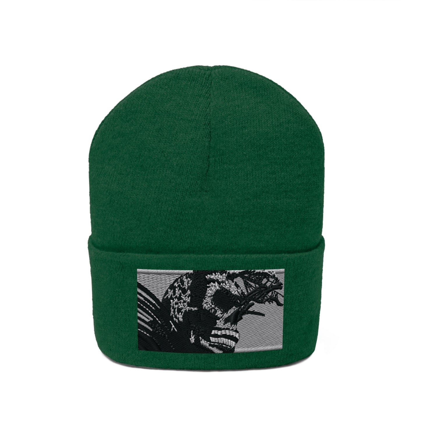 Skull Warrior (b&w) - Unisex Knit Beanie - Fry1Productions
