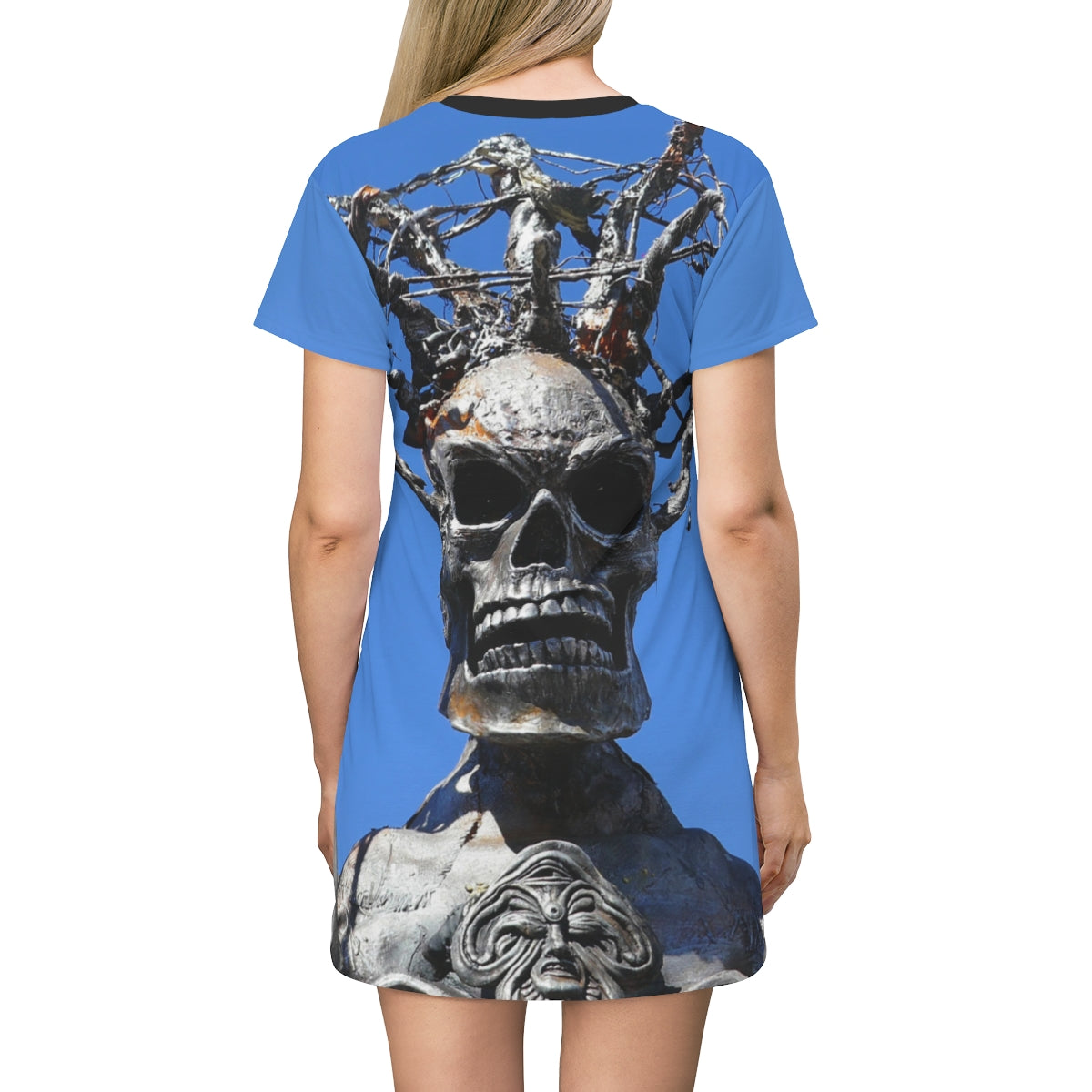 Skull Warrior Stare - Women's All-Over Print T-Shirt Dress - Fry1Productions
