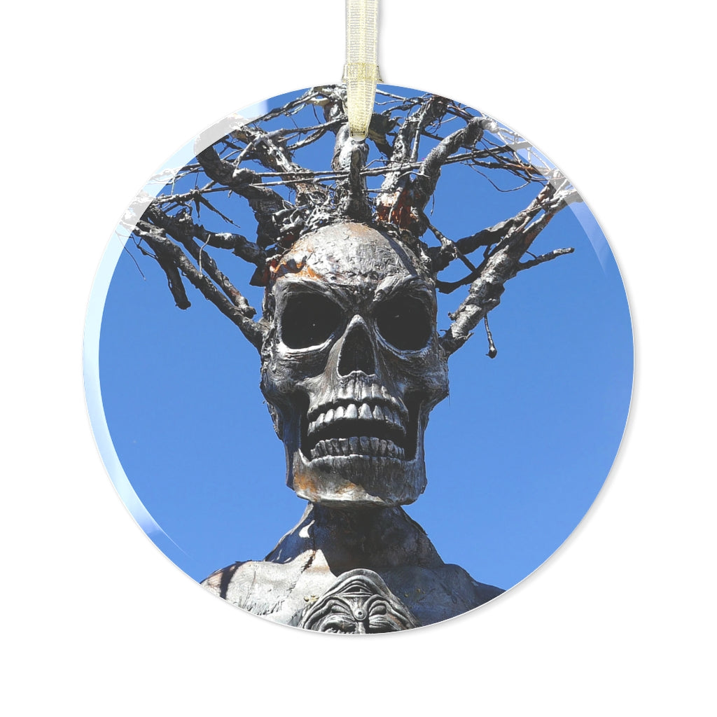 Skull Warrior Stare - Glass Ornament - Fry1Productions