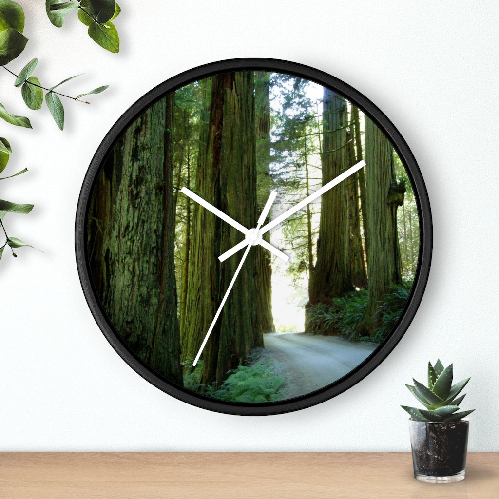 "Wandering Ferns and Giants" - 10" Wooden Frame Wall Clock - Fry1Productions
