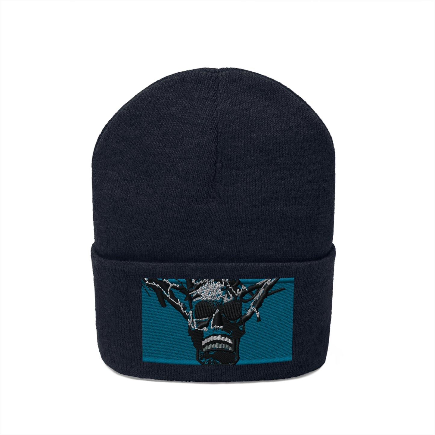 Skull Warrior Stare (color) - Unisex Knit Beanie - Fry1Productions