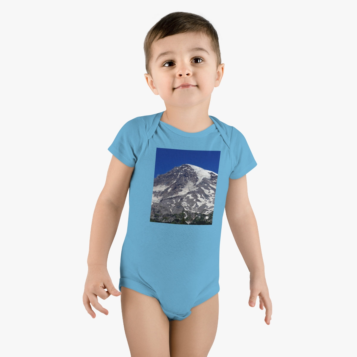 Majestic Mt. Rainier - Baby Short Sleeve Onesie - Fry1Productions