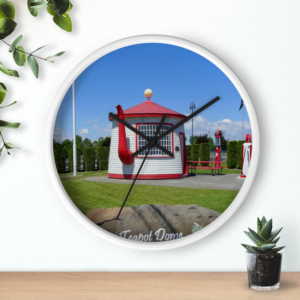 "Teapot Dome Memorial Park" - 10" Wooden Frame Wall Clock - Fry1Productions