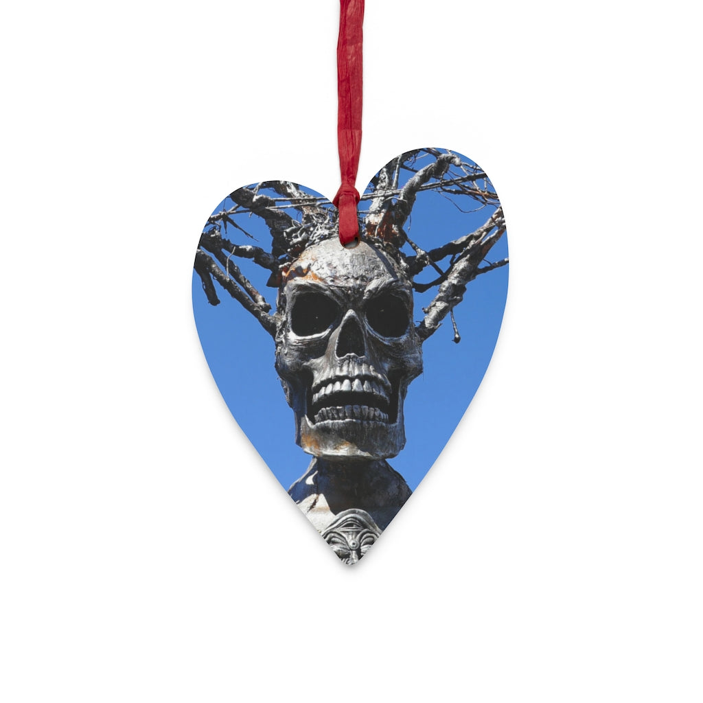 Skull Warrior Stare - Wooden Christmas Ornaments - Fry1Productions