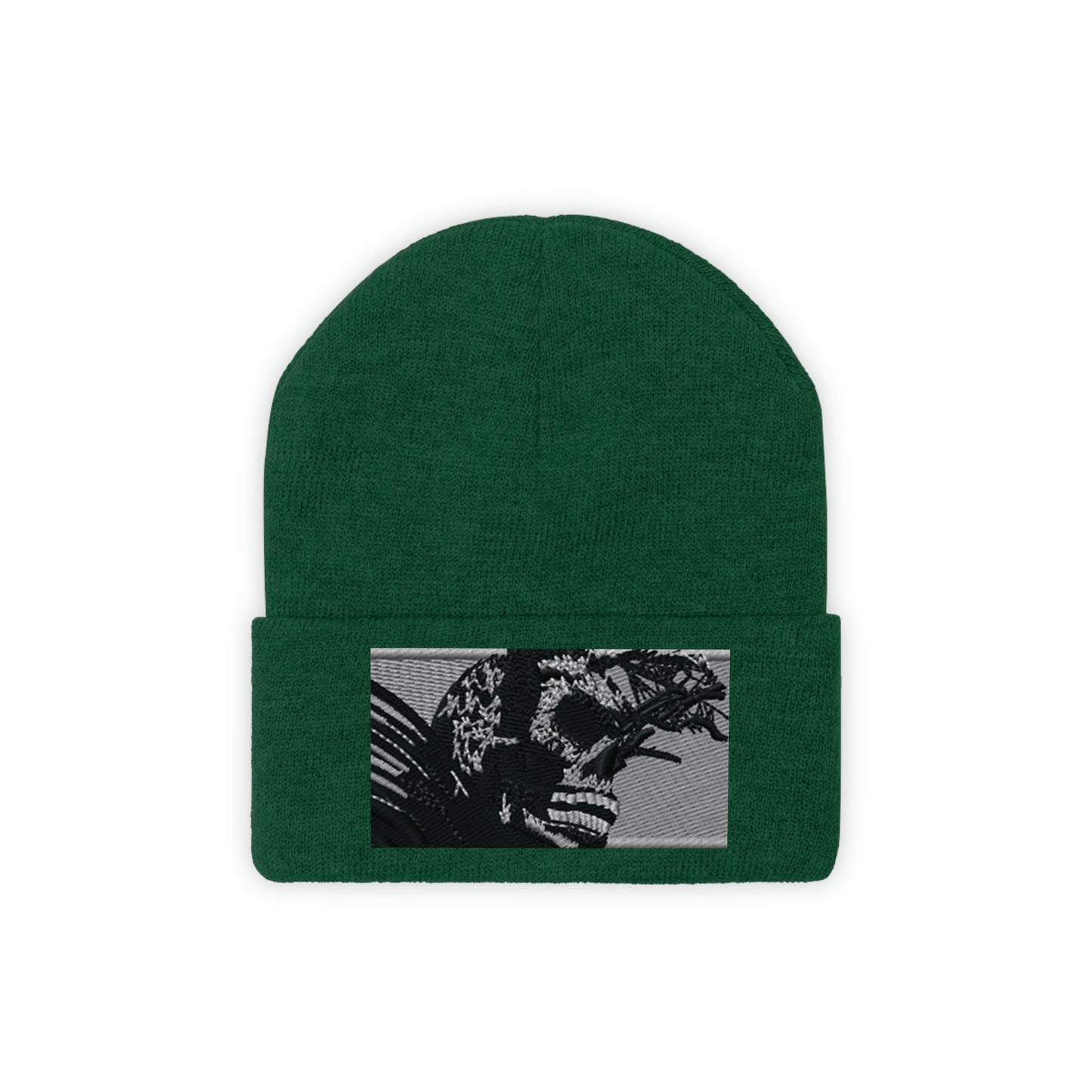 Skull Warrior (b&w) - Unisex Knit Beanie - Fry1Productions