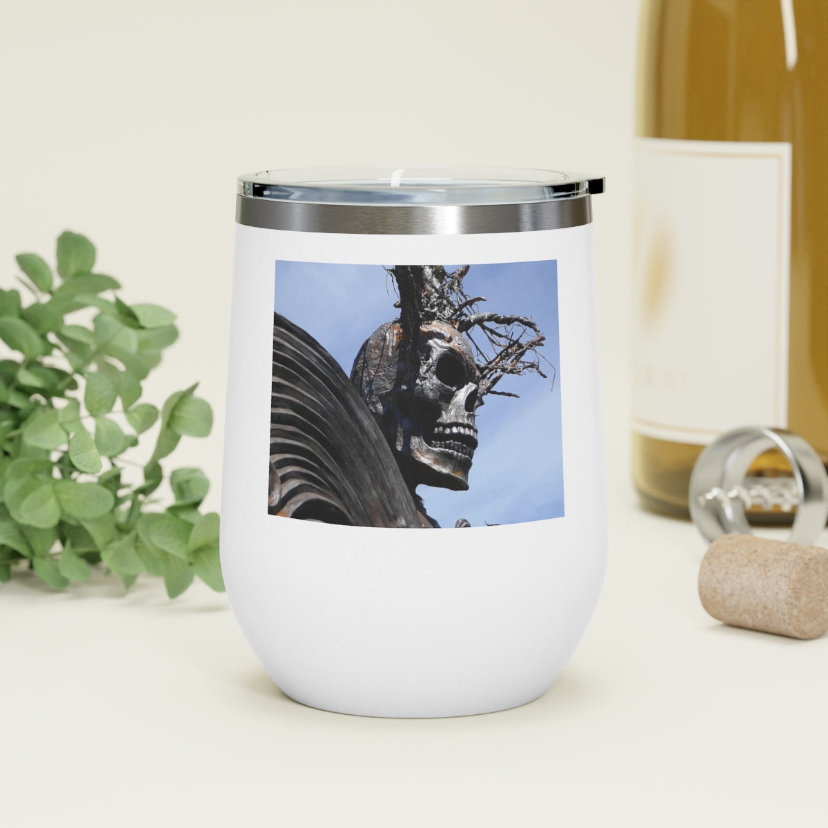 Skull Warrior - 12 oz Insulated Wine Tumbler - Fry1Productions