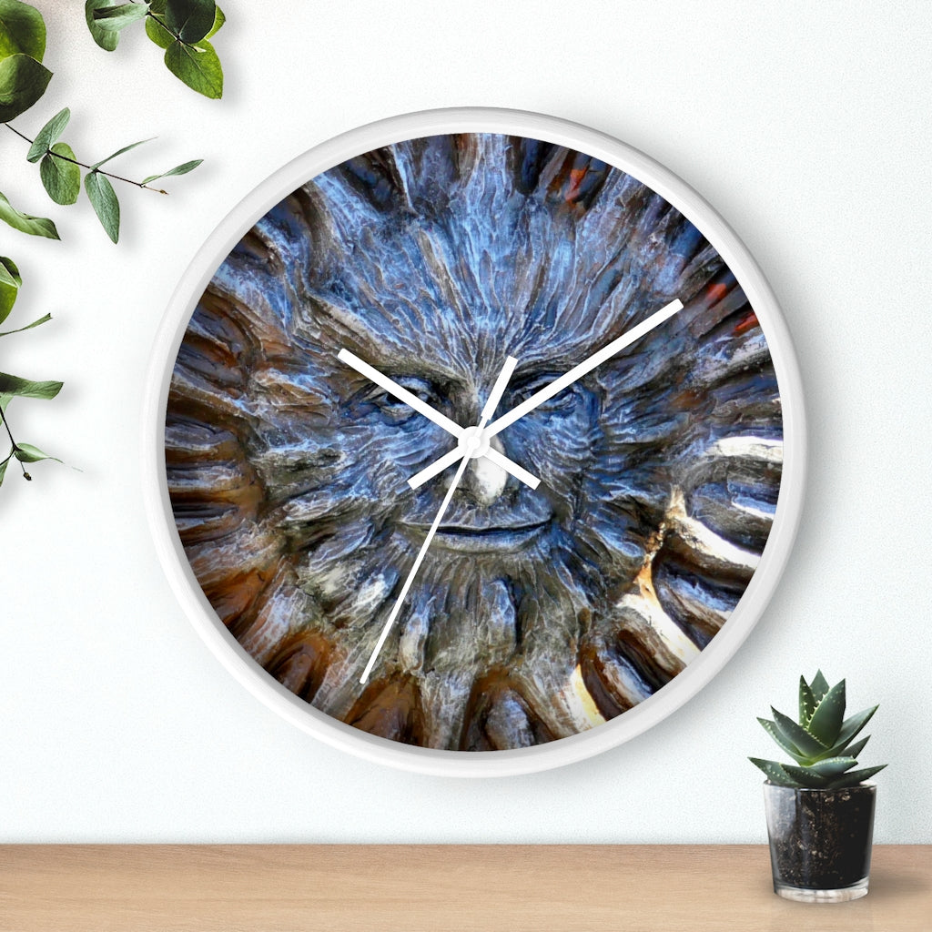"Sun God" - 10" Wooden Frame Wall Clock - Fry1Productions