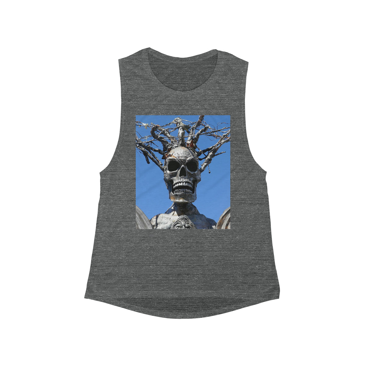 Skull Warrior Stare - Women's Flowy Scoop Muscle Tank - Fry1Productions