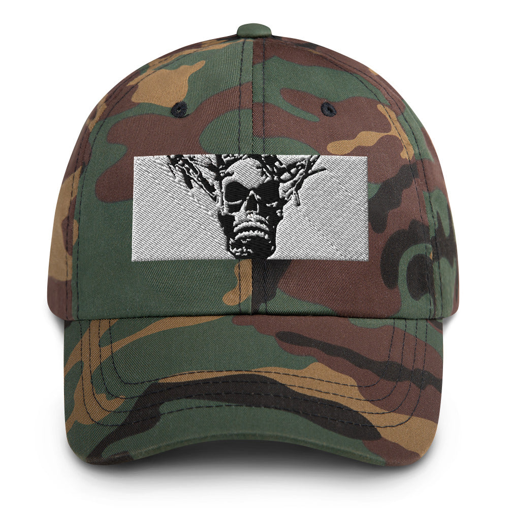Skull Warrior Stare (Black & White) - Classic Dad Hat - Fry1Productions
