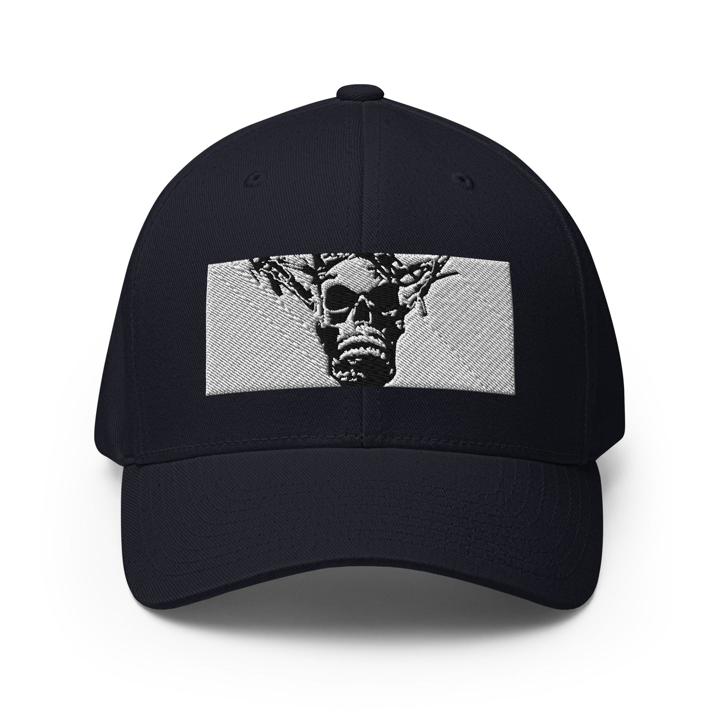 Skull Warrior Stare (Black & White) - Closed Back Structured Hat - Fry1Productions