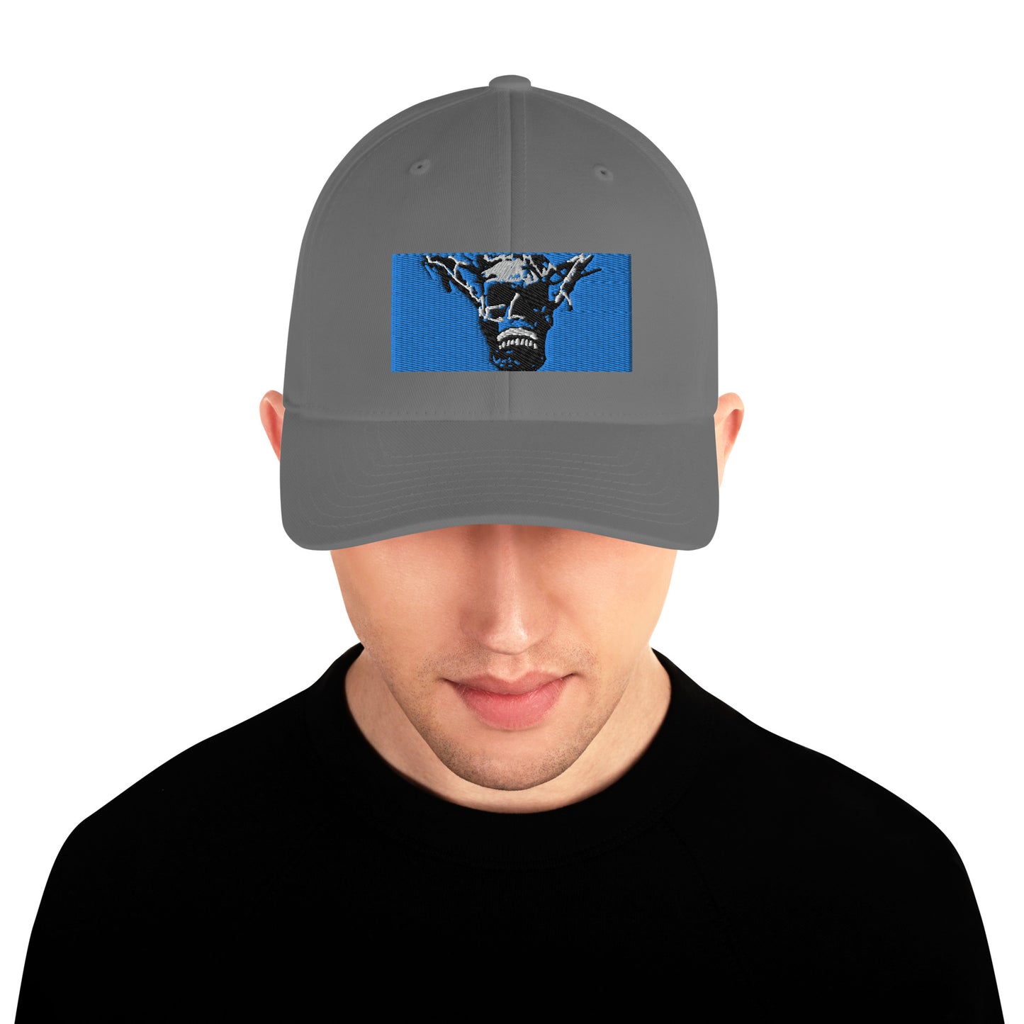 Skull Warrior Stare (Color) - Closed Back Structured Hat - Fry1Productions