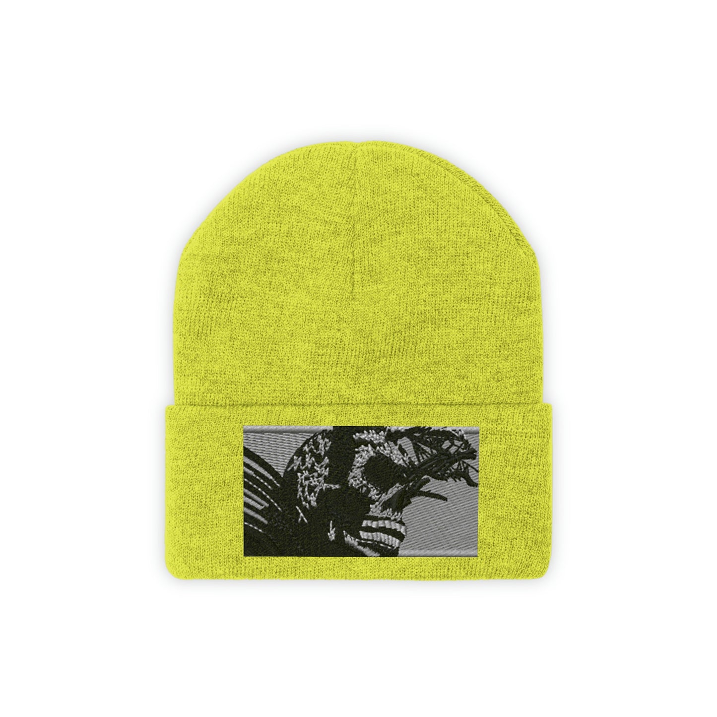 Skull Warrior (b&w) - Unisex Knit Beanie - Fry1Productions