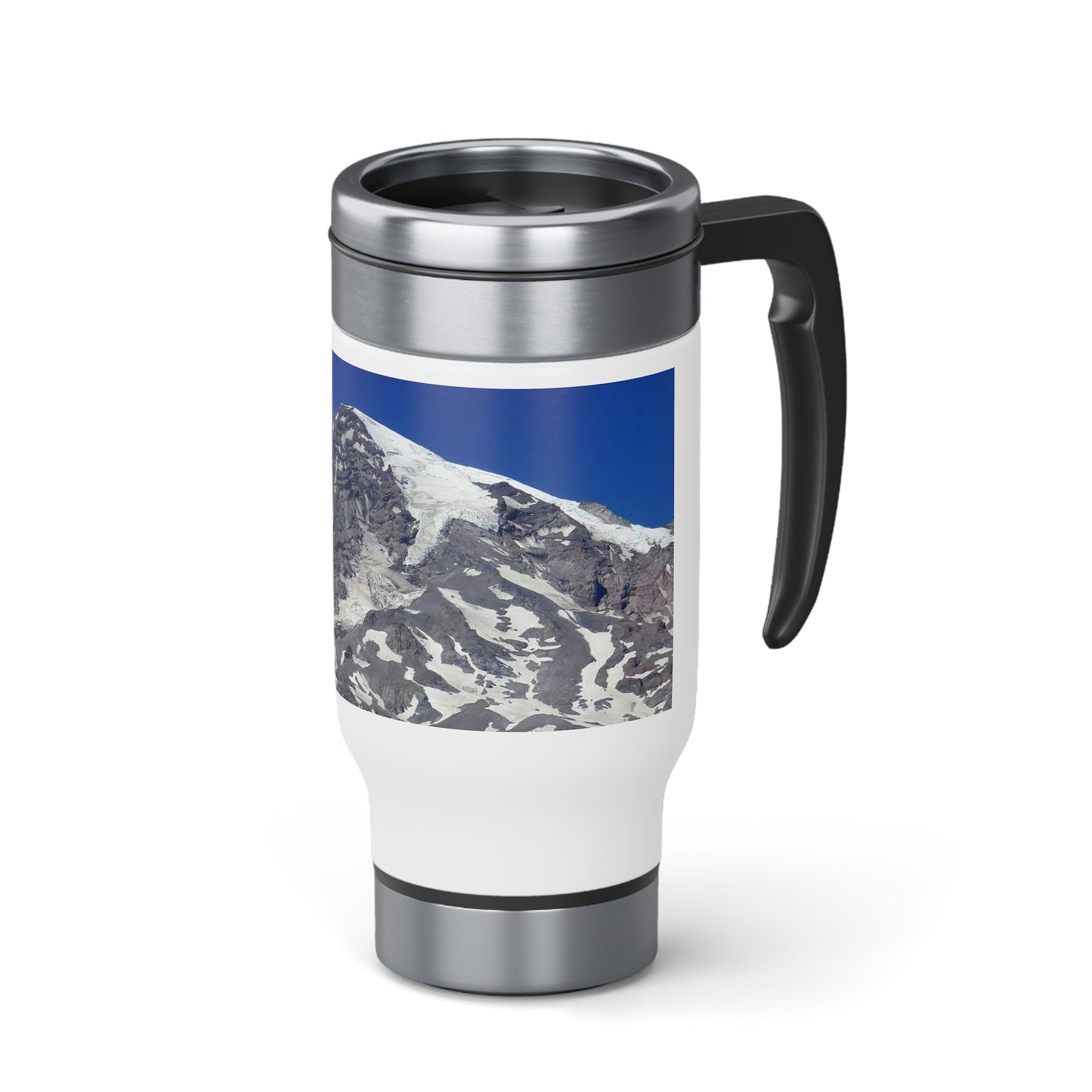 Majestic Mt. Rainier - Stainless Steel Travel Mug with Handle, 14oz - Fry1Productions