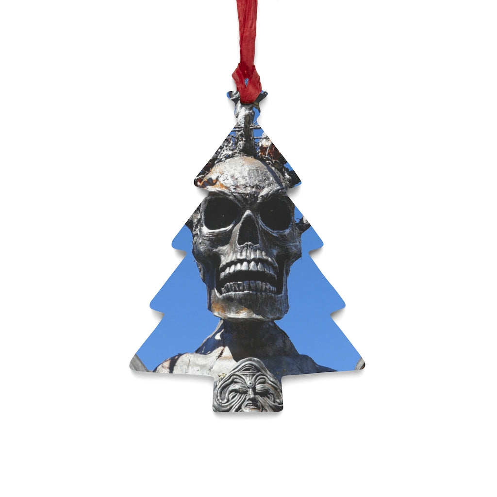 Skull Warrior Stare - Wooden Christmas Ornaments - Fry1Productions