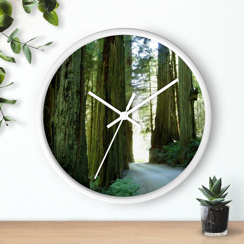 "Wandering Ferns and Giants" - 10" Wooden Frame Wall Clock - Fry1Productions