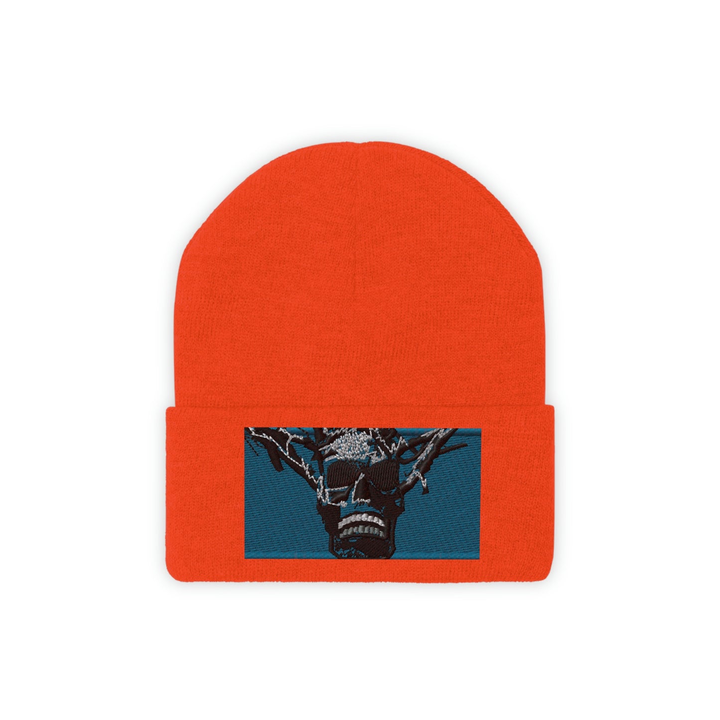 Skull Warrior Stare (color) - Unisex Knit Beanie - Fry1Productions