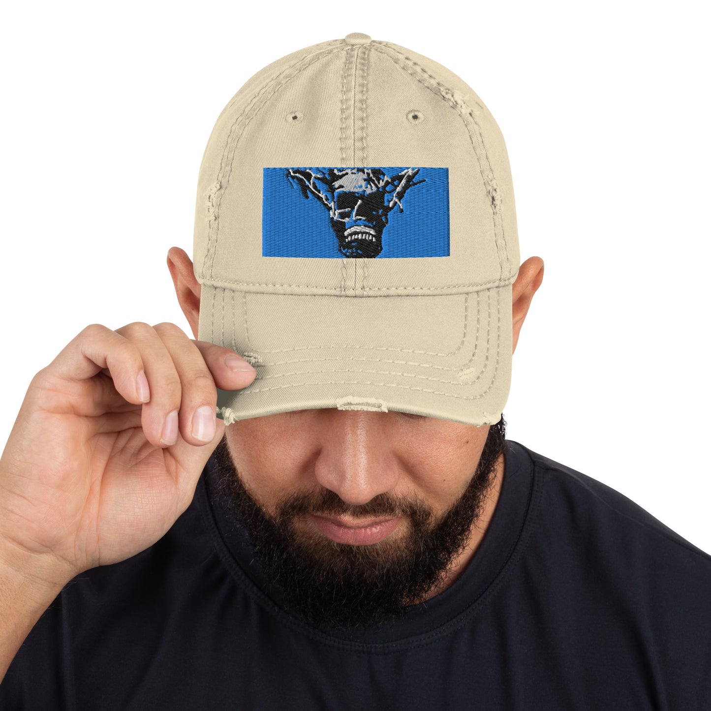 Skull Warrior Stare (Color) - Distressed Dad Hat - Fry1Productions
