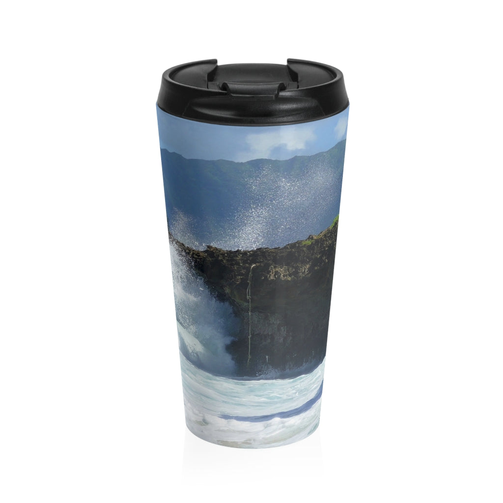"Rockin Surfer's Rope" - Stainless Steel Travel Mug 15 oz - Fry1Productions