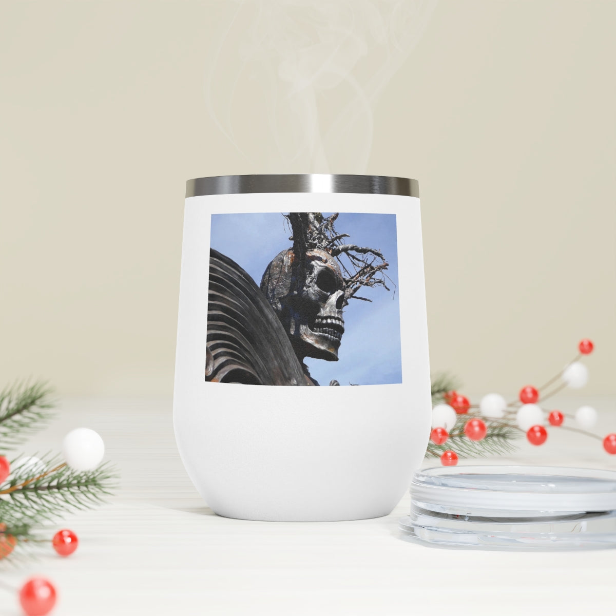 Skull Warrior - 12 oz Insulated Wine Tumbler - Fry1Productions