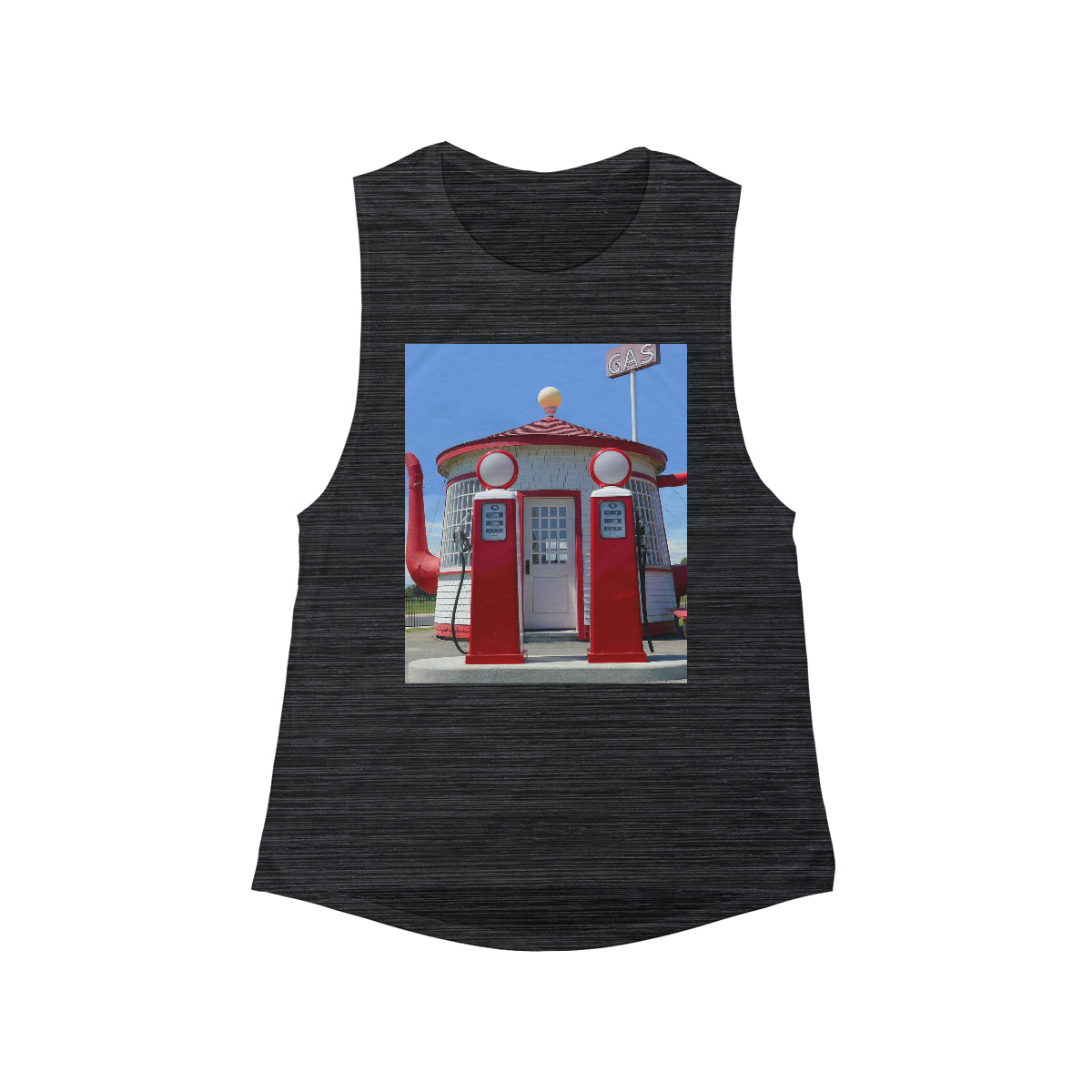 Awesome Teapot Dome Service Station - Women's Flowy Scoop Muscle Tank - Fry1Productions