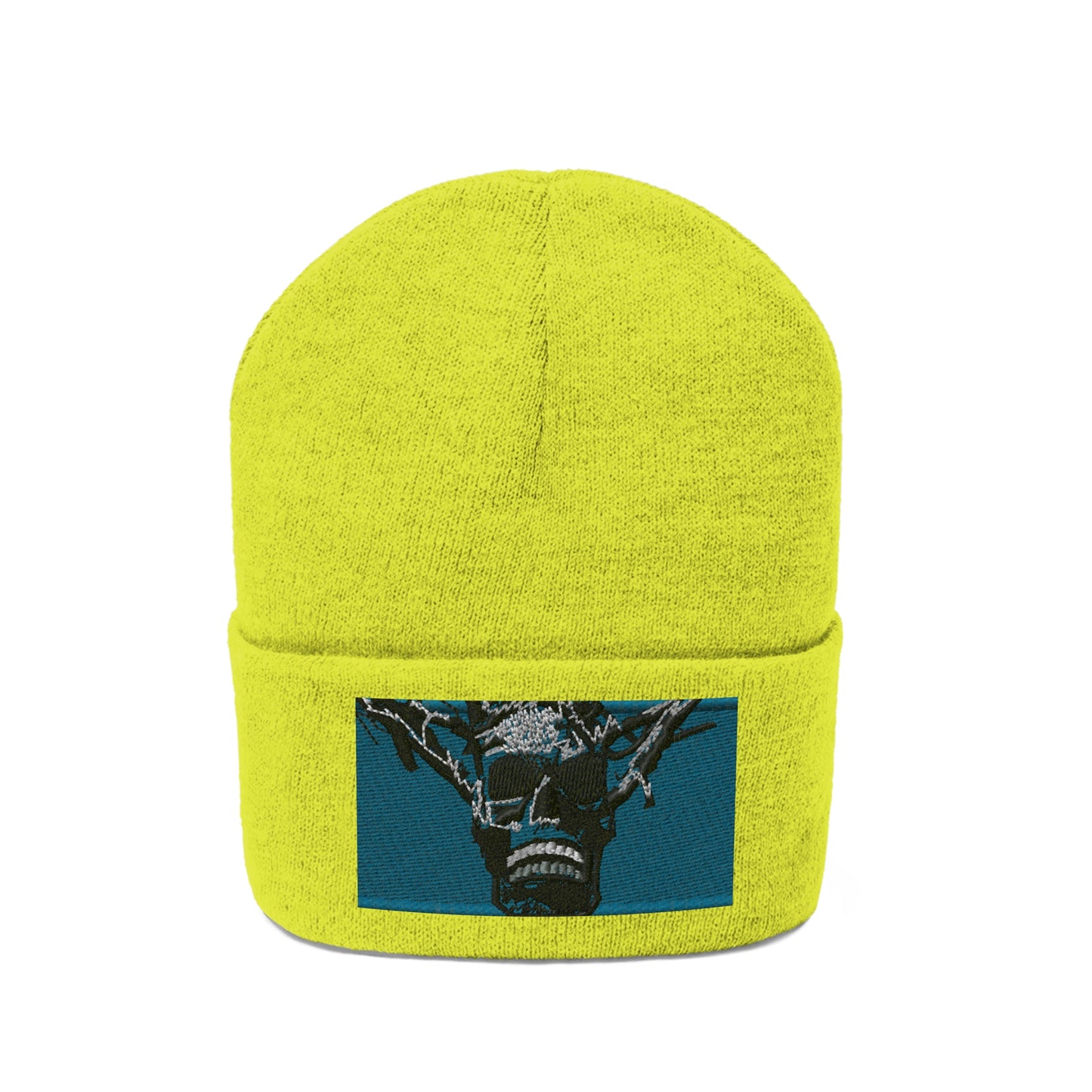 Skull Warrior Stare (color) - Unisex Knit Beanie - Fry1Productions