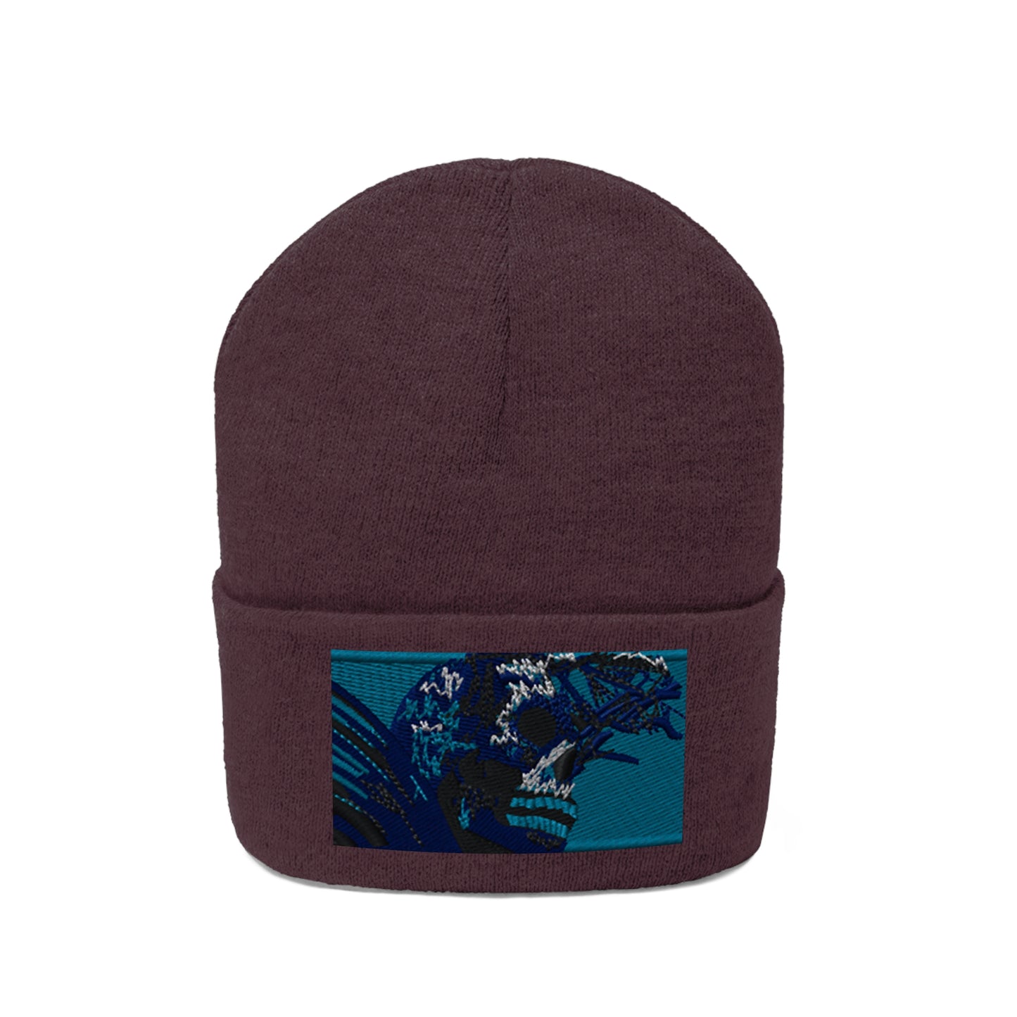Skull Warrior (color) - Unisex Knit Beanie - Fry1Productions