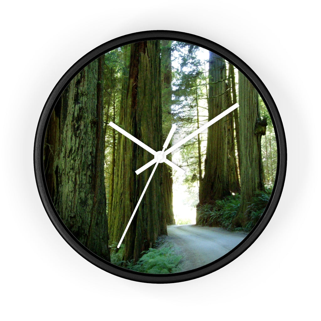 "Wandering Ferns and Giants" - 10" Wooden Frame Wall Clock - Fry1Productions