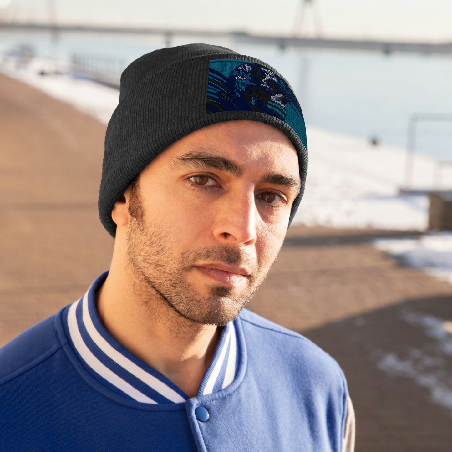 Skull Warrior (color) - Unisex Knit Beanie - Fry1Productions