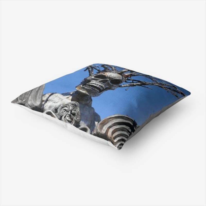 Skull Warrior Stare - Hypoallergenic Throw Pillow - Fry1Productions