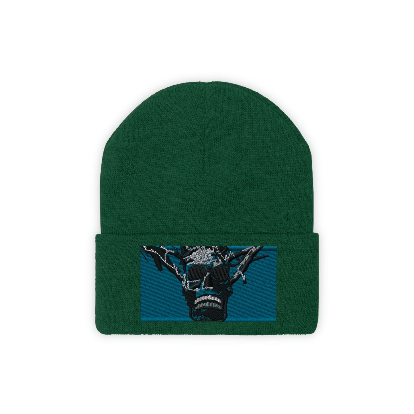 Skull Warrior Stare (color) - Unisex Knit Beanie - Fry1Productions