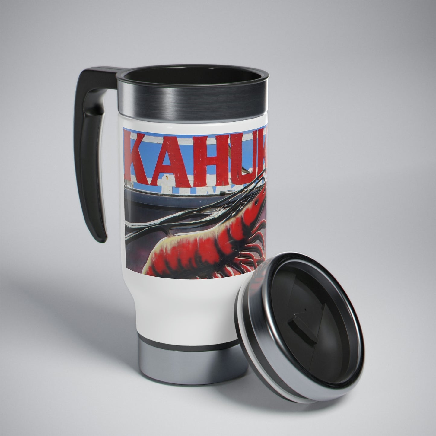Awesome Kahuku - Stainless Steel Travel Mug with Handle, 14oz - Fry1Productions