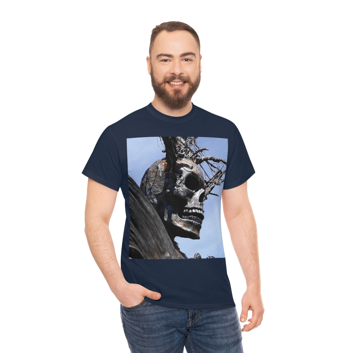 Skull Warrior (Closeup) - Unisex Heavy Cotton Tee - Fry1Productions