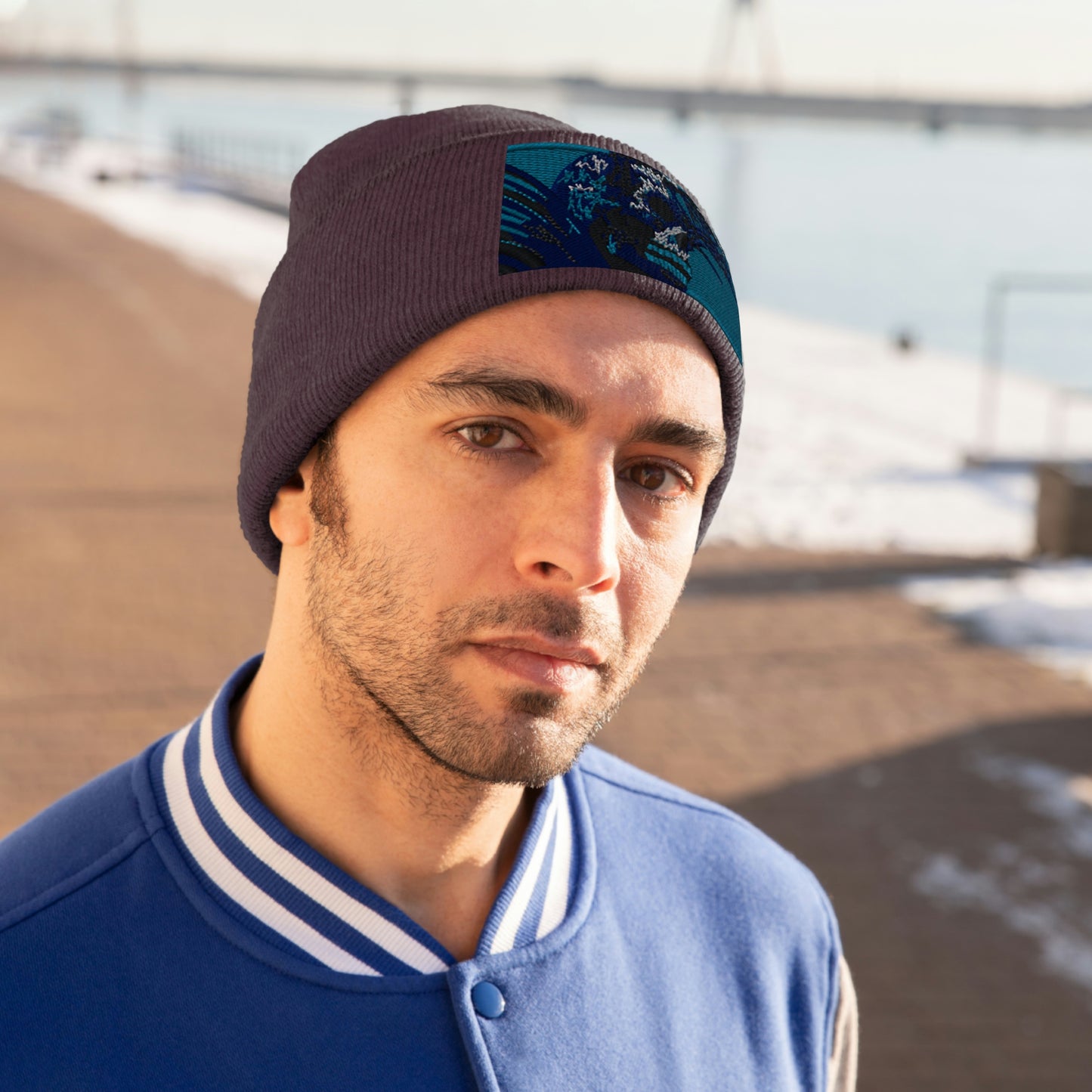 Skull Warrior (color) - Unisex Knit Beanie - Fry1Productions