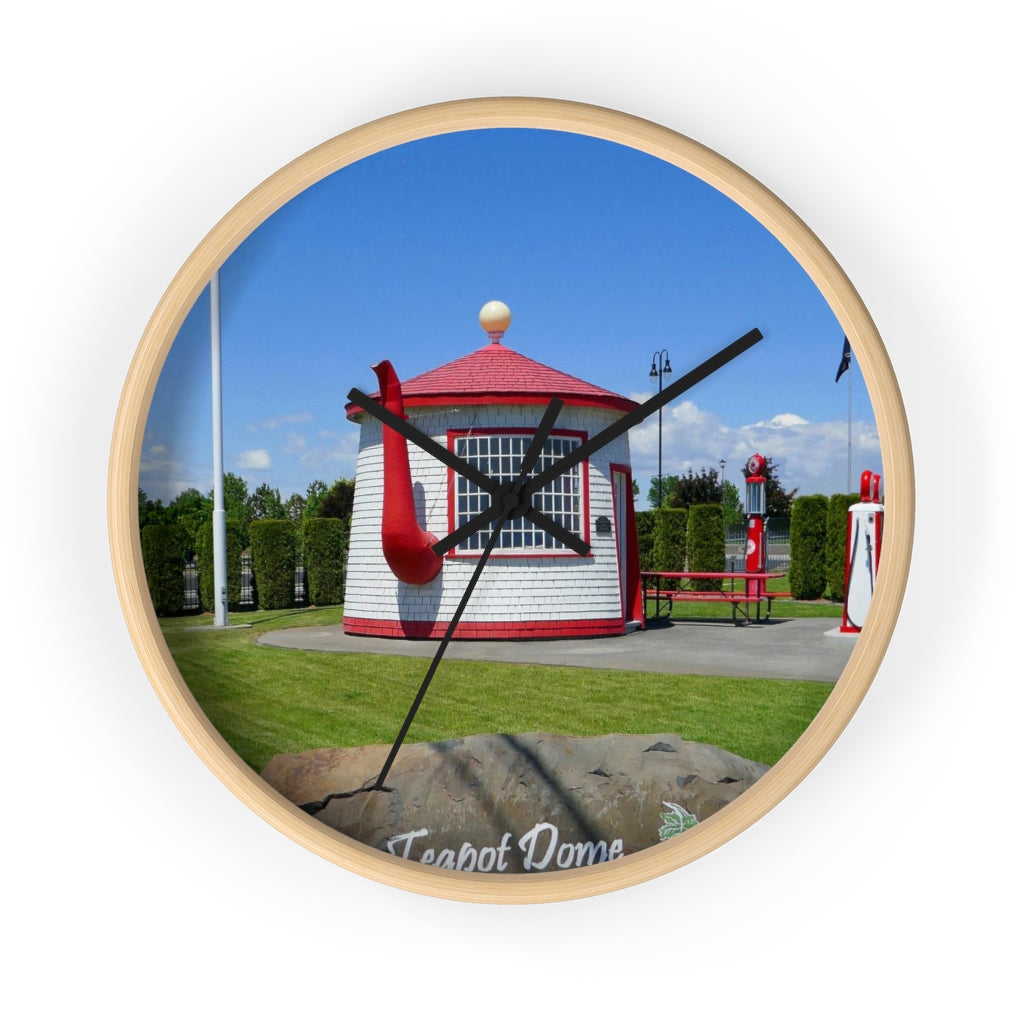 "Teapot Dome Memorial Park" - 10" Wooden Frame Wall Clock - Fry1Productions
