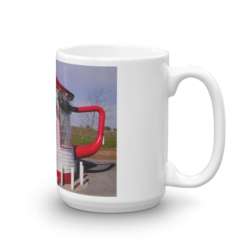 "Historic Teapot Dome Service Station" - 11 oz and 15 oz Ceramic White Gloss Coffee Mugs - Fry1Productions
