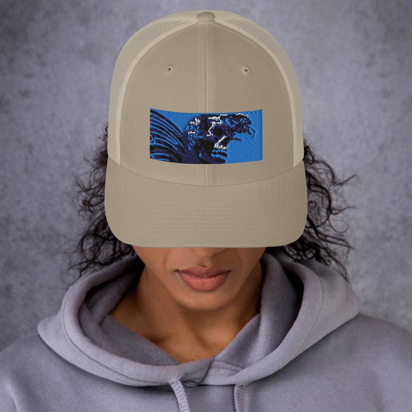 Skull Warrior (Color) - Retro Trucker Hat - Fry1Productions