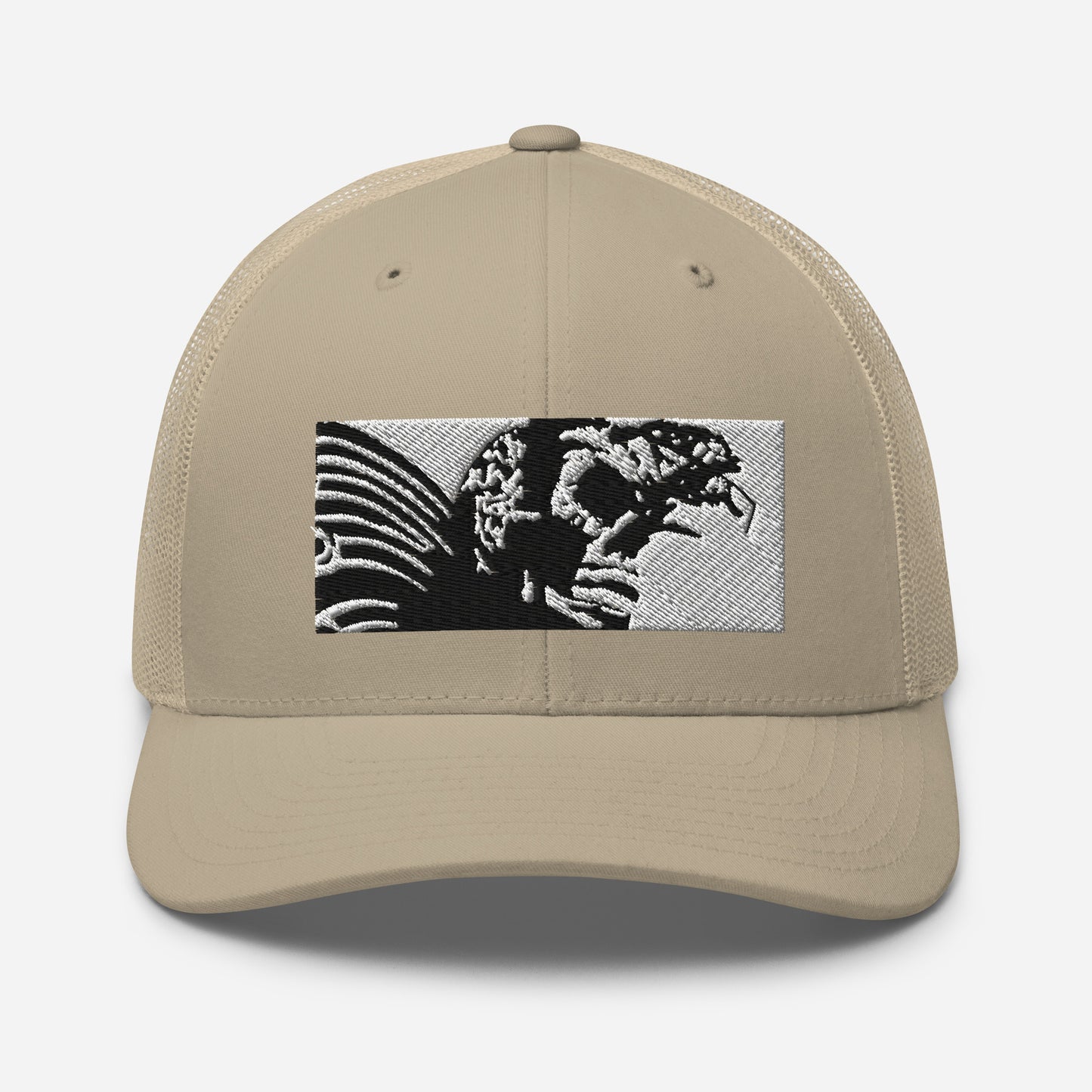 Skull Warrior (Black & White) - Retro Trucker Hat - Fry1Productions