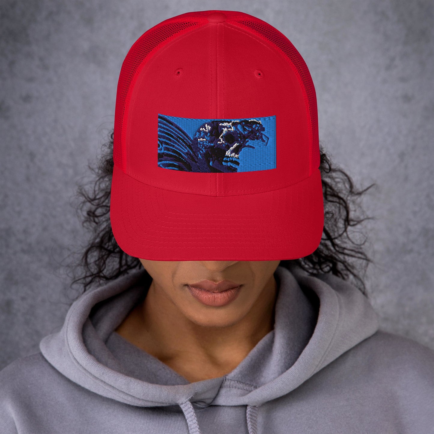 Skull Warrior (Color) - Retro Trucker Hat - Fry1Productions