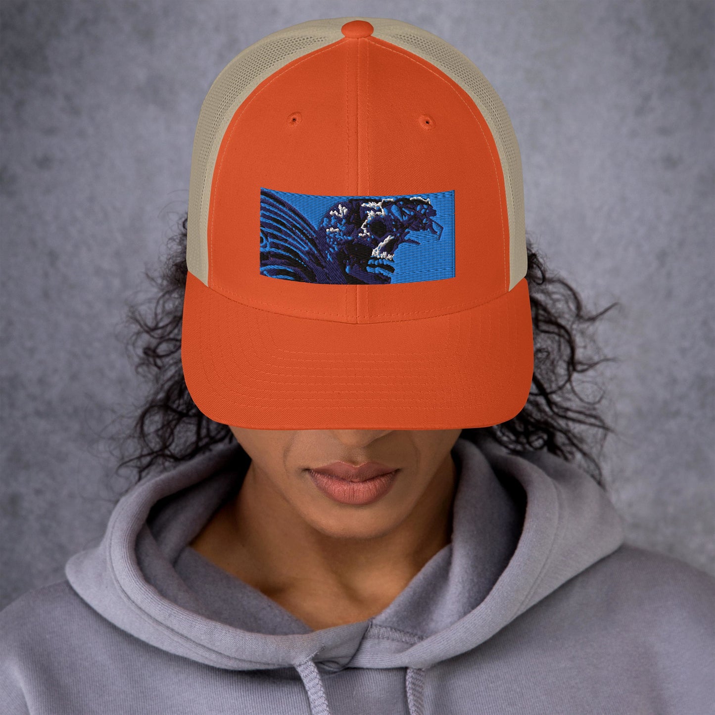 Skull Warrior (Color) - Retro Trucker Hat - Fry1Productions
