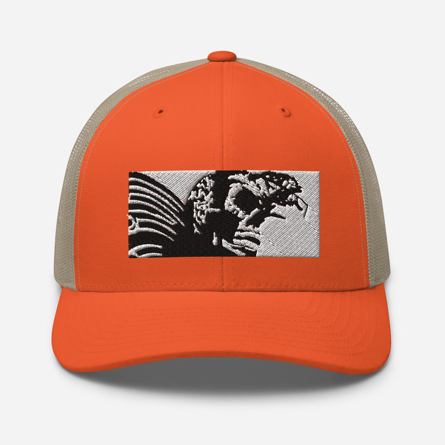 Skull Warrior (Black & White) - Retro Trucker Hat - Fry1Productions