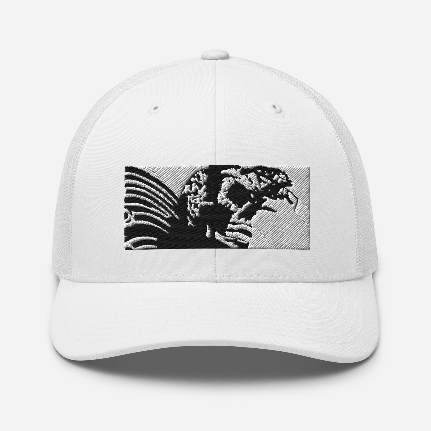 Skull Warrior (Black & White) - Retro Trucker Hat - Fry1Productions