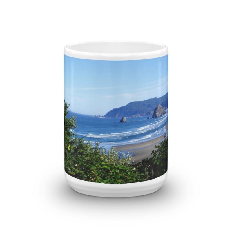 "Sea Stacks Triumph" - 11 oz and 15 oz Ceramic White Gloss Coffee Mugs - Fry1Productions
